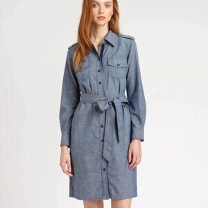 Tory Burch Blue Brigitte Chambray Shirt Mini Dress Size 6 - 41640